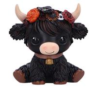 Nemesis Now Moo Crew Dahlia, 10.5 cm Black Cow Figurine, Floral Crown