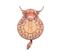 Nemesis Now B3507J7 Highland Tickin' Clock 25cm Red, MDF | Highland Cow Wall Clock with Characterful Swinging Tail Pendulum