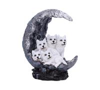 Nemesis Now Moon Litter Wolf Set Plus Moon W/LED Light 20cm, Resin, Cast in the Finest Resin, Expertly Hand-Painted