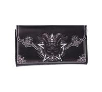 Nemesis Now Pawzuph Embossed Purse 18.5cm, PU Leather, Black, Horned Cat Purse, Stylish and Practical, Multiple Slots for Cash and Cards