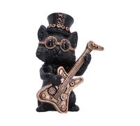 Animals & Nature Steampunk Black Cat Playing Guitar Figurine 10cm | Figurines - Resin