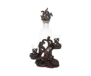 Animals & Nature Tentacle Temptation Octopus Squid Bottle and Shot Glass - Bronze