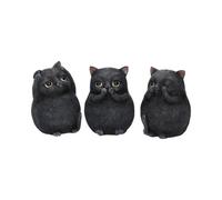 Animals & Nature Three Wise Fat Cat Figurines 8.5cm - 3 Wise Cute Cats - Resin