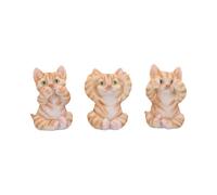 Nemesis Now Three Wise See No Evil Hear No Evil Speak No Evil Figurines, Adorable Hand-Painted Resin Collectibles and Gift - Tabby Cats