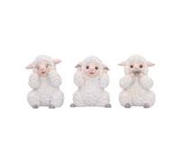 Nemesis Now Three Wise See No Evil Hear No Evil Speak Figurines, Adorable Hand-Painted Resin Collectibles and Gift - Sheep