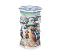 Nemesis Now Winter Highland Cows Foldable Lamp 21cm - USB-C Rechargeable Dimmable LED Light - Touch Activated Farmhouse Table Lamp, Beige