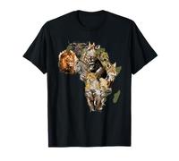 Animals of African National Parks Safari Lion Gorilla Zebra T-Shirt