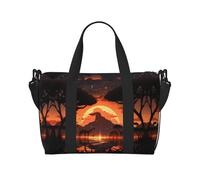 Animals of the African Savannah Large-Capacity Travel Bag with Adjustable Shoulder Strap, Suitable for Sports, Fishing, and Fitness.