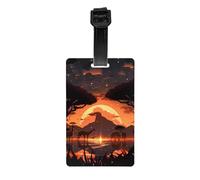 Animals of The African Savannah Luggage Tags Privacy Cover Travel Luggage ID Tags with, Bag, Backpack - Bright Colors Easy to Identify