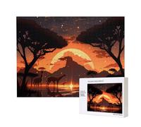 Animals of the African Savannah Wooden Picture Puzzle 500 Pieces - Horizontal Jigsaw, Family Leisure and Brain Challenge