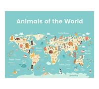Animals Of The World Map Art Print Poster Wall Decor