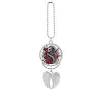 Animals on Flowers Car Pendant, Rear View Mirror Hanging Ornament, Auto Decor for Rearview Mirror, Keychain Silver-Style