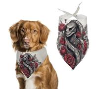Animals on Flowers Dog Bandana Washable & Adjustable Triangle Scarf, Breathable Pet Scarf for Small Medium Large Pets, Cute Fashion Pet Accessory