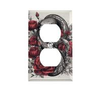 Animals on Flowers Outlet Cover, American Standard Wall Plate with Screws - Heat & Impact Resistant Stainless Steel, 1-Gang Duplex Socket Cover for Home Decor