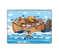 Animals On Noah's Ark Floating Area Rugs for Living Room Decor - Soft Throw Washable Rugs for Bedroom, 63x48 Inch Indoor Carpet for Bedroom Living Room