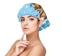 Animals on Noah's Ark Floating Satin Bonnet Silk Bonnet for Sleeping, Double Layer Adjustable Elastic Hair Bonnet Night Sleep Cap for Women Curly Hair Black