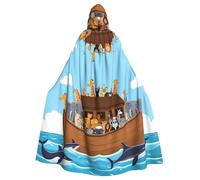 Animals on Noah's Ark for Hooded Cloak Costume Cape for Men & Women Halloween Cosplay Party