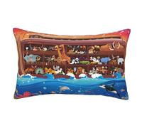 Animals On Noah'S Ark Throw Pillow Covers Comfortable Pillowcase Invisible Zipper Pillowcases For Outdoor Tent Park 40X60Cm