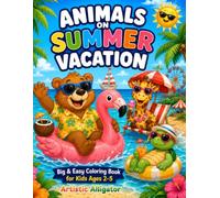 Animals on Summer Vacation: Big & Easy Coloring Book for Ages 2-5: 50 Cute Beach, Pool, Hotel & Amusement Park Coloring Pages for Toddlers and Preschoolers