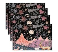 Animals On The Field Place Mats for Kitchen, Heat Resistant Non-Slip Placemats for Wedding, Washable Table Mat for Restaurant, Durable Place Mat for Dining Table 30x45cm*4