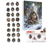 Animals Ornament Advent,2D Acrylic 24 Days Christmas Tree Hole Countdown Calendar - Animals Rearview Mirror Hanger - Front The Window Children Boys Girls Front Door Balcony Christmas Tree Party