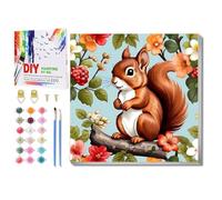 Animals Paint by Numbers Children, Squirrel Painting by Numbers with Frame, Paint by Numbers from 6, Paint by Numbers for Gift and Home Decor 20 x 20 cm