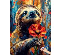 Animals Paint by Numbers for Adults Sloths Painting by Numbers for Adults Kids, DIY Acrylic Pigment Canvas Paintings Kits with Brushes Christmas Decorations Gifts for Women Without Frame 50x70cm A-26