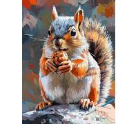 Animals Paint by Numbers for Adults Squirrel Painting by Numbers for Aadults Kids, Canvas Oil Paintings with Acrylic Pigment Kits Hobbies for Adults Women for Christmas Decorations Gifts 30x40cm H-79
