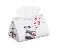 Animals Panda Hearts Tissue Box Cover Pu Leather Tissue Holder Long Decorative Organizer For Office Car Home Bathroom Napkins and Facial Dispenser