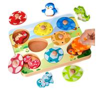 Animals Peg Puzzles Wooden Montessori Toys for 1 2 Year Old Boys Girls, Puzzles Gifts Presents for 12-18 Months Baby, Educational Learning Toys for Kids Toddlers Age 1 2 3