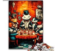 Animals Playing Chess 1000 Piece Jigsaw Puzzles for Adults Gifts, Challenging Game And Family Play with Matching Poster And Trivia Sheet (50x75cm)