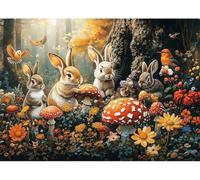 Animals Rabbits Mushrooms Jigsaw Puzzles for Adults 300 Pieces Educational Toys Challenging Game 300 Piece Puzzles for Adults for The Whole for Women Gifts for Men