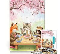 Animals Ramen Cherry Blossoms Jigsaws for Adults1000 Pieces Brain Memory Game Fine Cut Premium Finishing Engaging Way to Pass Free Hours (50x75cm)