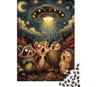Animals React to UFO Abduction Adult Jigsaw Puzzle, 1000 Pieces, 38x26cm/1000pcs, White Cardboard Pieces, Relaxing Indoor Activity And Quiet Weekends