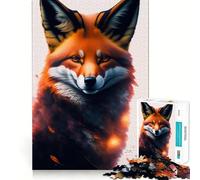 Animals Red Fox Adults 1000 Pieces Puzzle Mind Training Fun Burr Free Clean Cut Pieces Heartwarming Gathering Activity (38x26cm)