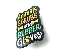 Animals Scrubs And Rubber Gloves Vet Veterinary Metal Enamel Science STEM Pin Badge