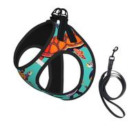 Animals Sea Turtles print Dog Harness and Leash Set, Reflective Adjustable Puppy Vest for Small Medium Large Dogs, Cats