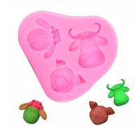 Animals Shape Silicone Tray, Sheep Pig Cow Mixed Shape Cake Decoration Baking Tool for Sugar Craft Candy Chocolate Ice Cube