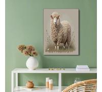Animals Sheep Prints On Canvas Pictures, Canvas Poster Wall Art Home Decor Beige Brown Print Painting, England Countryside Patterns 32x47in No Frame, Bedroom Office Decorations