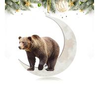 Animals Sitting On The Moon Ornaments for Christmas Tree - Brown Bear Christmas Ornament and Decorations - Gift Ideas