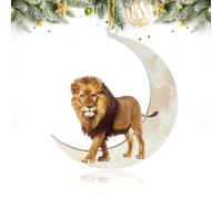 Animals Sitting On The Moon Ornaments for Christmas Tree - Lion Christmas Ornaments - Christmas Tree Ornaments - Hanging Christmas Decorations - Lion