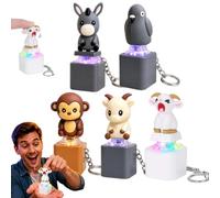 Animals Sound Fidget Clickers, Cute Push Button Noise Maker Keychain Toy for Kids & Adults, Funny Squeaking Keyboard Fidget Clicker with Real Sound & LED Light, Party Favor for Animal Lovers