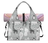 Animals Sports Duffel Bag for Women Men Animals Elephant Giraffe Zebra Weekend Overnight Bag with Shoe Compartment Shoulder Tote Luggage Bag for Yoga Gym Travel