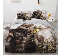 Animals Super King Duvet CoverCat Bedding Set 3 Pieces - 110gsm Soft Brushed Microfiber Quilt Cover, Bed Set with 2 Pillowcases 50x75 cm, Zipper Closure -Kg1632