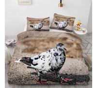 Animals Super King Duvet CoverDog Pigeon Bedding Set 3 Pieces - 110gsm Soft Brushed Microfiber Quilt Cover, Bed Set with 2 Pillowcases 50x75 cm, Zipper Closure -Kg4686