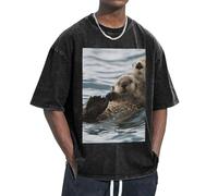 Animals Swimming in Ocean Print Ease Accommodate Different Body Types Casual Short Sleeve Breathability Fashion Black