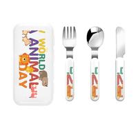 Animals Three-Piece Set of Children's Cutlery-Safe and Durable Plastic Pp+430 Stainless Steel, Suitable for Kindergartens, Picnics, Birthday Parties and Other Scenes.
