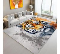 Animals Tiger Ink Painting Area Rug 100 X 150 Cm Machine Washable Rug For Living Room Non Slip Non Shedding Area Rugs Soft Short Pile Carpet For Dining Room Office Orange Black