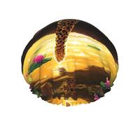 Animals Tiger Printed Double-Layer Shower Cap, Reusable Shower Cap, Suitable For Various Hair Lengths