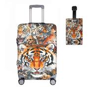 Animals Tigerss Elastic Suitcase Protective Cover + Luggage Tag Set of 2 Tigerss Suitcase Cover Luggage Cover Luggage Cover Washable Print Luggage Cover 18-32 Inches, R1, M(22-24in), Suitcase cover